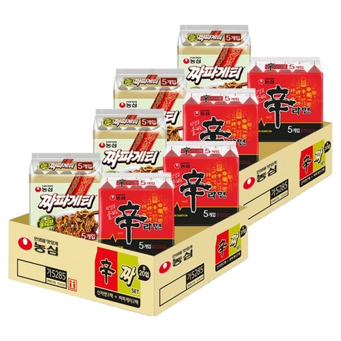 농심 신라면 10개 120g + 짜파게티 10개 140g 세트, 2세트, 20개입