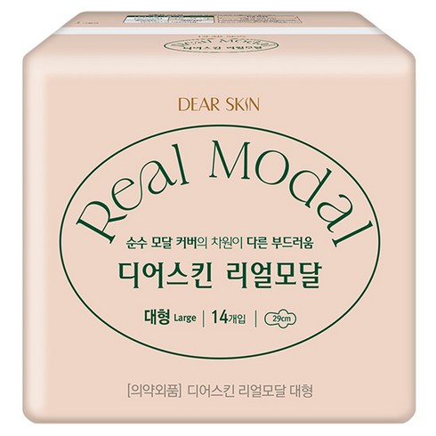디어스킨 리얼모달 생리대 날개형, 대형, 14개입, 1개