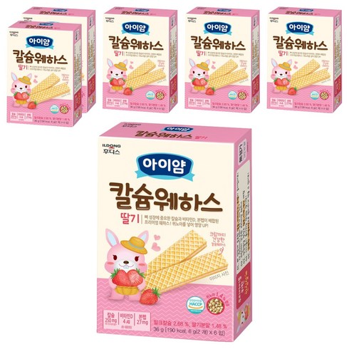 아이얌 칼슘웨하스, 딸기, 36g, 6개