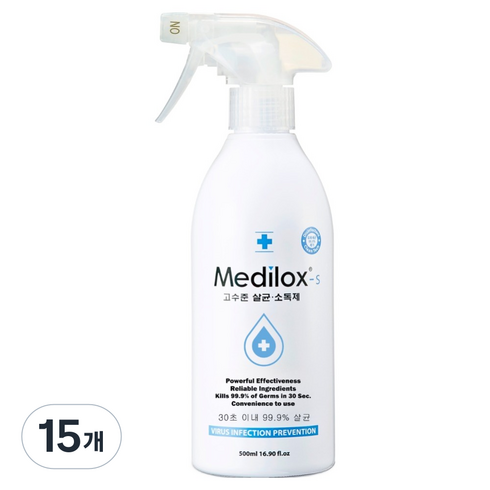 메디록스 S 일반용 고수준 살균 소독 스프레이, 500ml, 15개