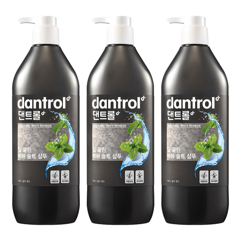 댄트롤 딥 클린 박하 솔트 샴푸, 820ml, 3개