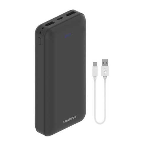 스마텍 듀얼포트 슬림보조배터리 20000mAh c타입 케이블, STPB-SL2(BK), 블랙