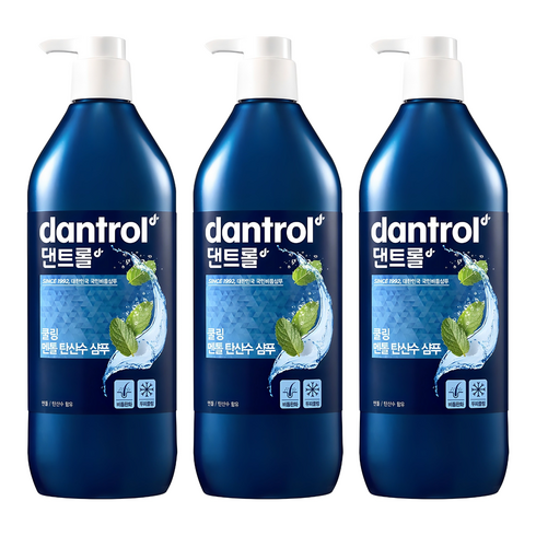 댄트롤 쿨링 멘톨 탄산수 샴푸, 820ml, 3개
