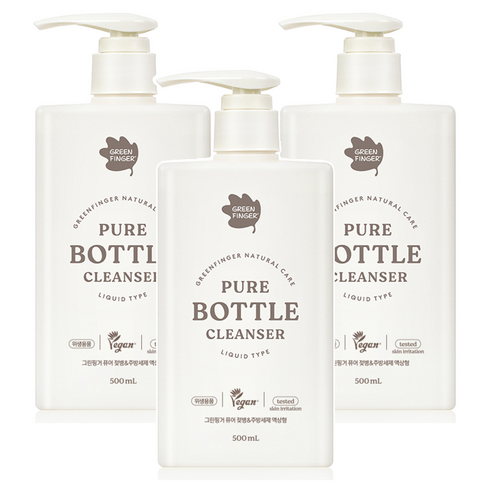 그린핑거 퓨어 젖병 앤 주방세제 액상형, 3개, 500ml