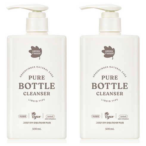 그린핑거 퓨어 젖병 앤 주방세제 액상형, 2개, 500ml