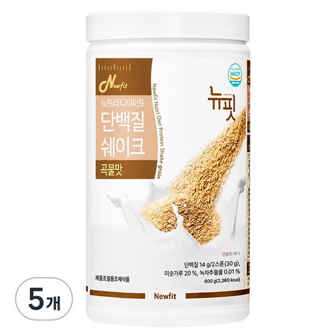 뉴핏 뉴트리 다이어트 단백질 쉐이크 곡물맛, 600g, 5개