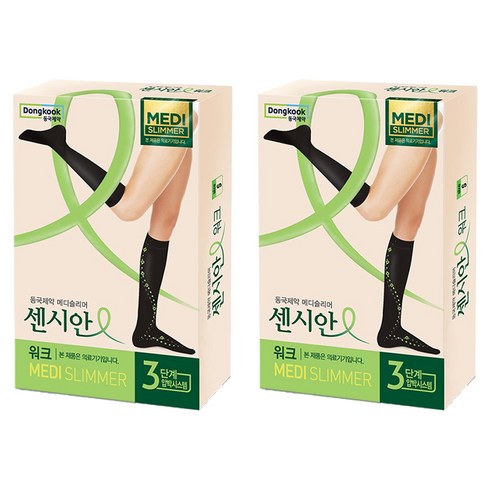 센시안 워크 동국제약 의료기기 압박 반스타킹 블랙, 2개, 종아리/무릎형