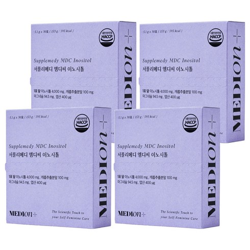 메디온 정품 서플리케어 엠디씨 이노시톨 4000mg 엽산 비타민B, 30회분, 5.1g, 4개