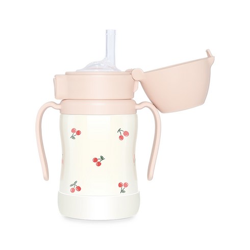 그로미미 원터치 스테인리스 빨대컵, 200ml, 1개, 체리쉬스윗피치