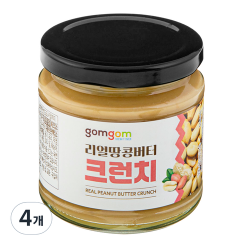 곰곰 리얼 100% 땅콩버터 크런치, 230g, 4개
