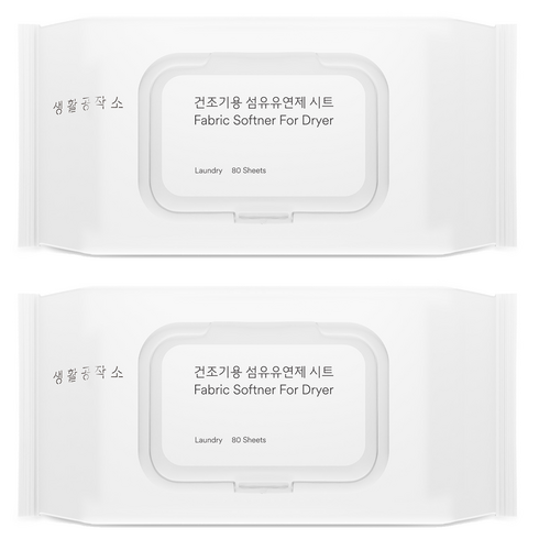 생활공작소 건조기용 섬유유연제 시트 라벤더향, 80매, 2개