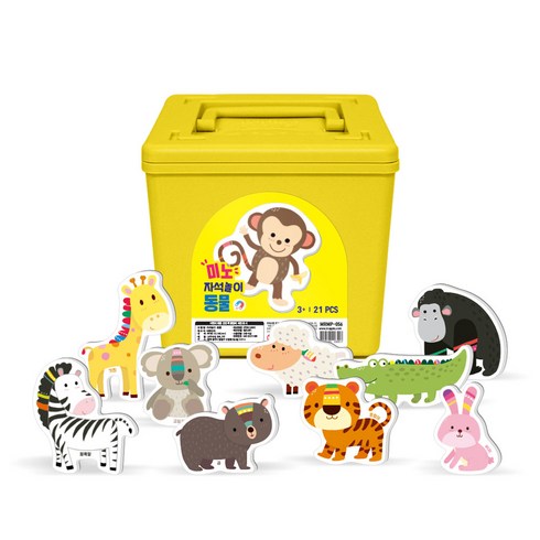 아리아띠 미노 동물자석퍼즐, 1세트, 21피스