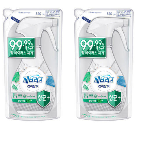 페브리즈 항균플러스 섬유탈취제 리필, 320ml, 2개