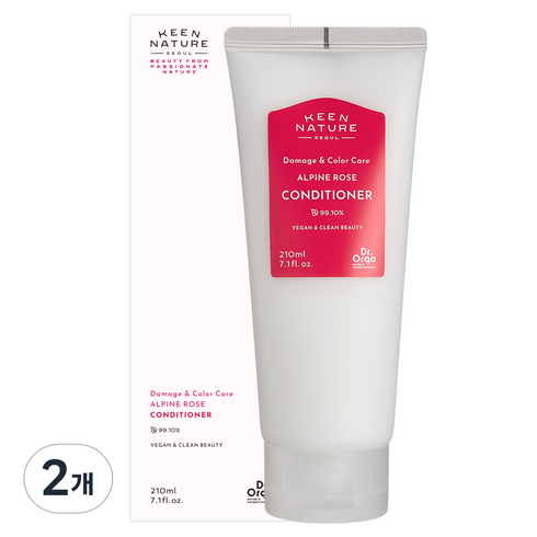 [비건라이프] 닥터올가 데미지 & 컬러 케어 알파인 로즈 헤어 컨디셔너, 210ml, 2개