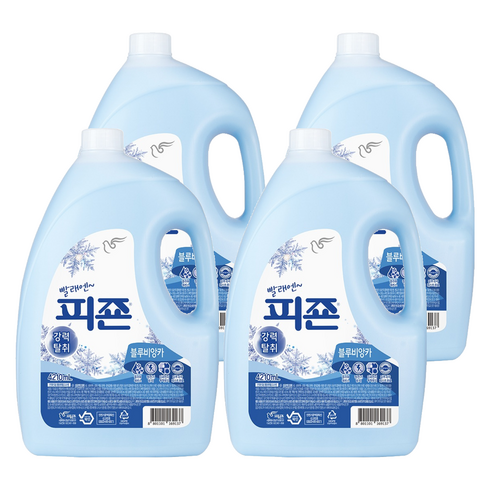 피죤 강력탈취 섬유유연제 블루비앙카 본품, 4.21L, 4개
