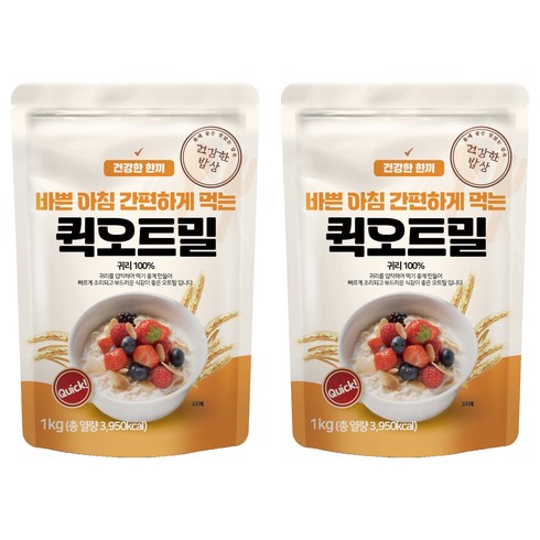 대구농산 건강한밥상 간편하게 먹는 퀵 오트밀, 1kg, 2개