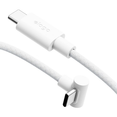엘라고 60W PD C to C 90도 고속 충전 케이블, 화이트, 1개, 2m