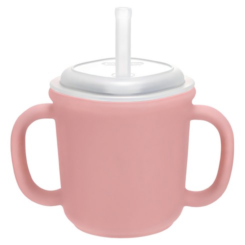 에디슨 스스로 실리콘 양손 빨대컵, 200ml, 1개, 핑크
