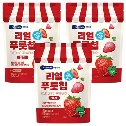 베베쿡 리얼푸룻칩 딸기, 12g, 3개