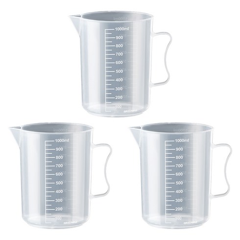 리빙메이커 BPA FREE 다용도 튼튼한 플라스틱 계량컵 비커 1L, 3개
