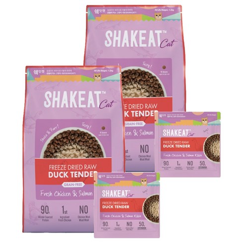 쉨잇 전연령 캣 동결건조 프레시 치킨&살몬 키블 건식사료 24p, 오리, 1.2kg, 2개