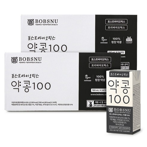 서울대밥스누 포스트바이오틱스 약콩 100 두유, 190ml, 48개