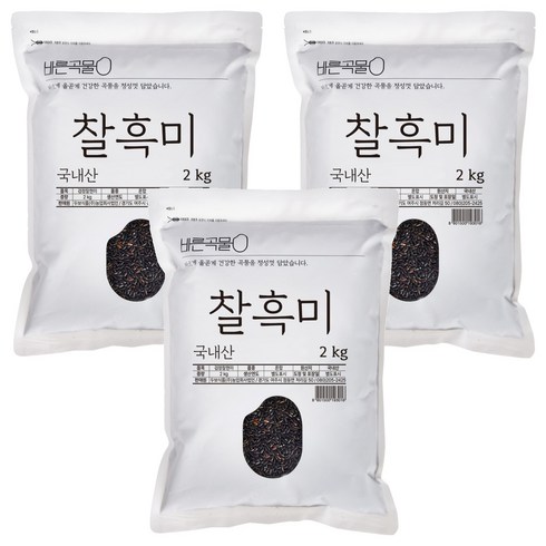 두보식품 바른곡물 국산 찰흑미, 2kg, 3개