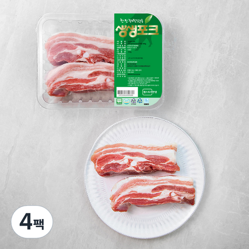 생생포크 한돈 무항생제 삼겹살 수육용 (냉장), 500g, 4팩