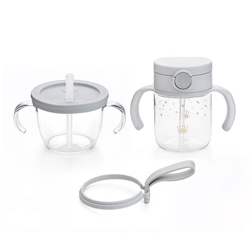 릿첼 아스타 빨대 스타트 첫걸음컵 150ml + 빨대컵 200ml + 스트랩 세트, 1개, 라이트그레이
