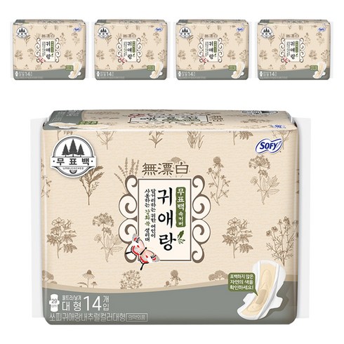 쏘피 귀애랑 생리대 날개형, 대형, 14개입, 5개