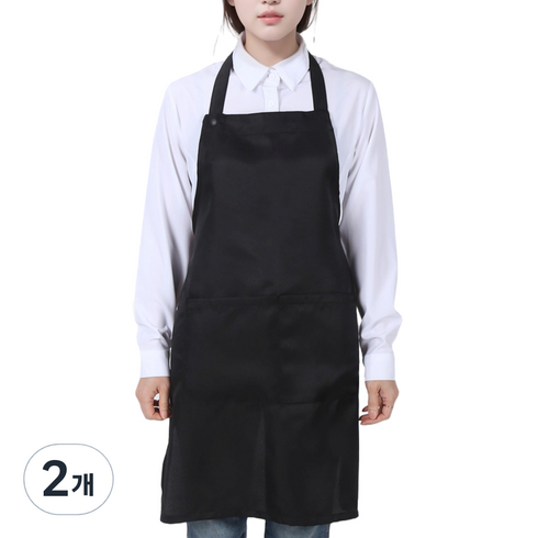 티팜 목걸이형 폴리 라이트 앞치마, 블랙, 2개
