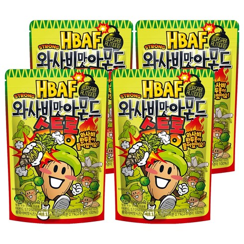 바프 와사비맛 아몬드 스트롱, 4개, 120g