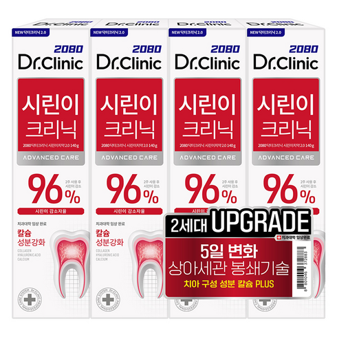 2080 닥터크리닉 시린이치약 투, 140g, 4개