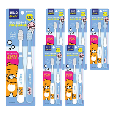페리오 키즈 카카오 4단계 어린이 칫솔, 2개입, 6개, 혼합색상