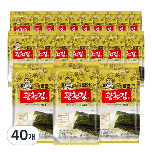 광천김 3대째 달인 재래 도시락김, 40개, 4g