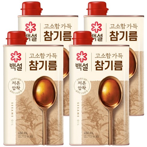 백설 고소함 가득 참기름, 450ml, 4개