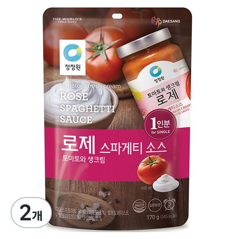 청정원 로제 스파게티소스 싱글파우치, 170g, 2개