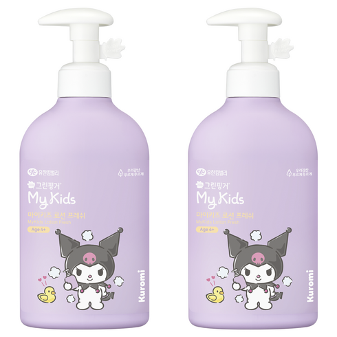 그린핑거 마이키즈 프레쉬 산리오 쿠로미 키즈 로션 그리너리향, 320ml, 2세트