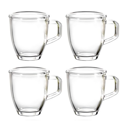 글라스락 다용도 내열강화 머그 350ml, 투명, 4개