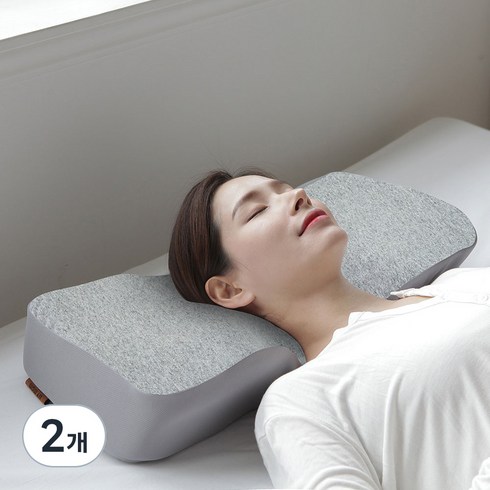 리브맘 프리미엄 3D 경추 메모리폼 견인베개 2p + 커버 2p, 멜란지그레이, 2개
