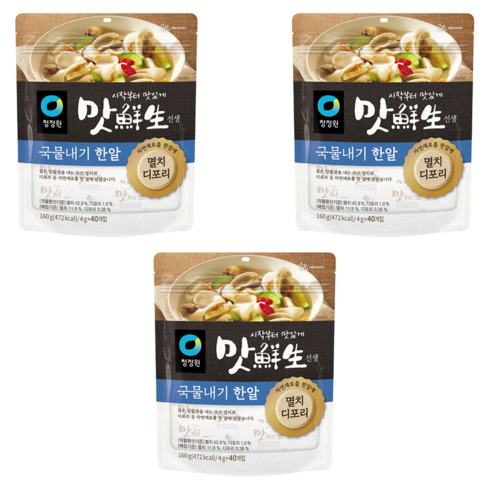 맛선생 멸치 디포리 국물내기 한알 40개입, 160g, 3개