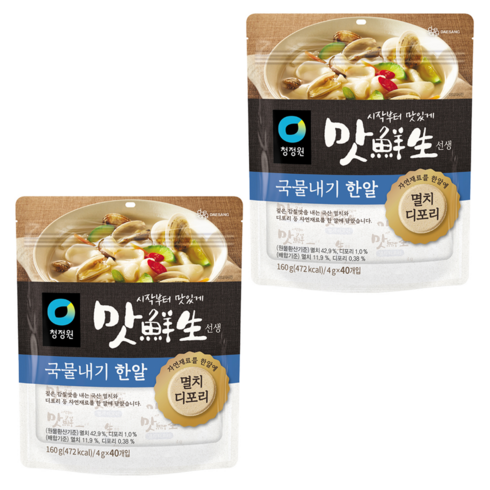 맛선생 멸치 디포리 국물내기 한알 40개입, 160g, 2개