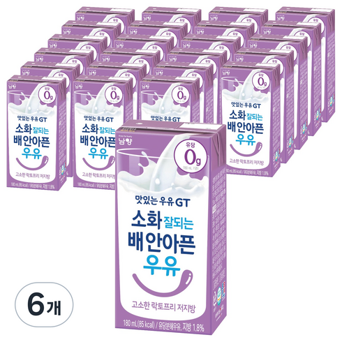 맛있는우유GT 소화 잘되는 배 안아픈 저지방 우유, 180ml, 144개