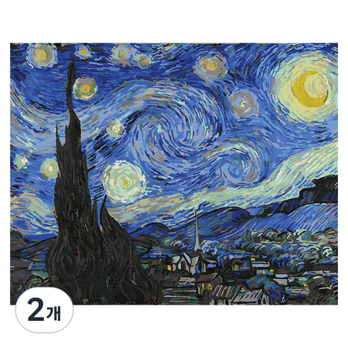 아트조이 DIY 명화 그리기 세트 40 x 50 cm 가로형, 별이빛나는밤에, 2개
