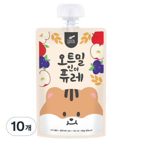 리틀스푼 오트밀인더퓨레, 혼합맛(사과/블루베리/귀리), 100g, 10개