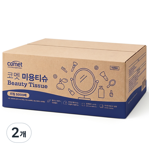 코멧 미용티슈 리필, 2개, 5000매