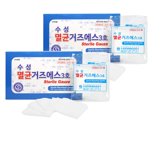 수성 멸균 거즈 에스 5 x 5 cm 3호, 100매, 2개
