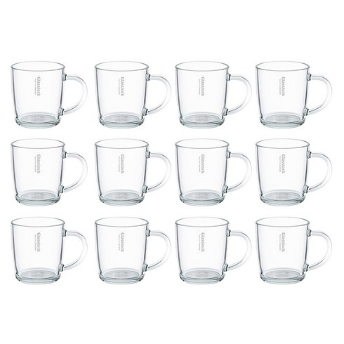 글라스락 내열강화 클래식 머그컵 360ml, 투명, 12개