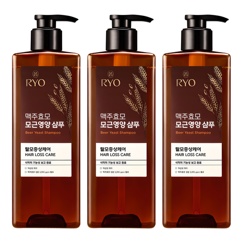 려 맥주효모 모근영양 탈모증상케어 샴푸, 600ml, 3개
