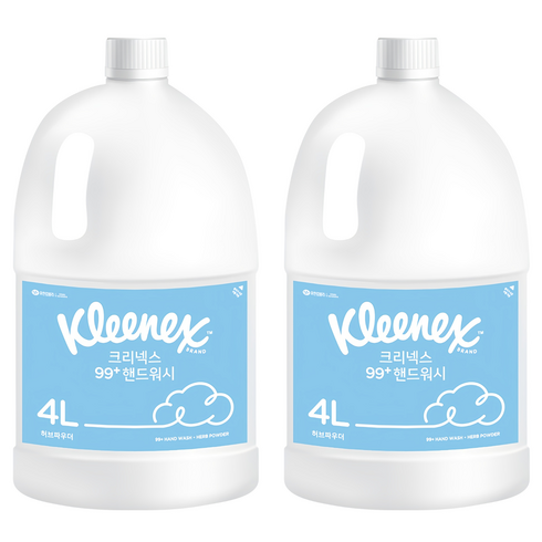 크리넥스 99 플러스 핸드워시 리필 허브파우더, 4L, 2개